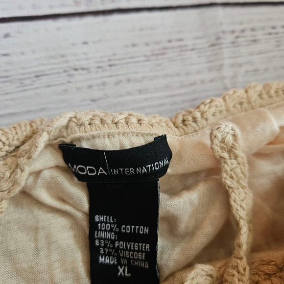 Y2K Moda International Halter Crochet Maxi Dress Beige Womens XL Cotton - Picture 4 of 5